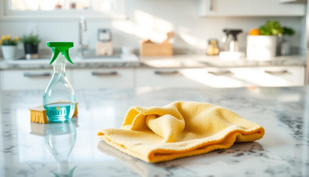 How do I clean different types of kitchen countertops?