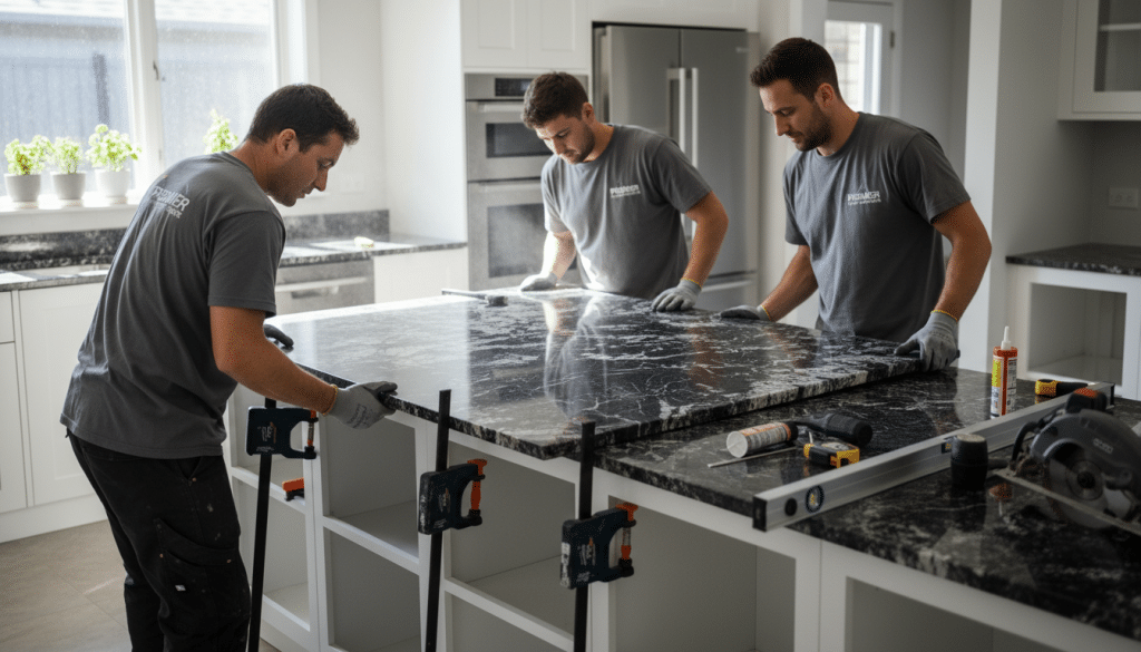 how granite countertops are installed - granite countertop installation cost